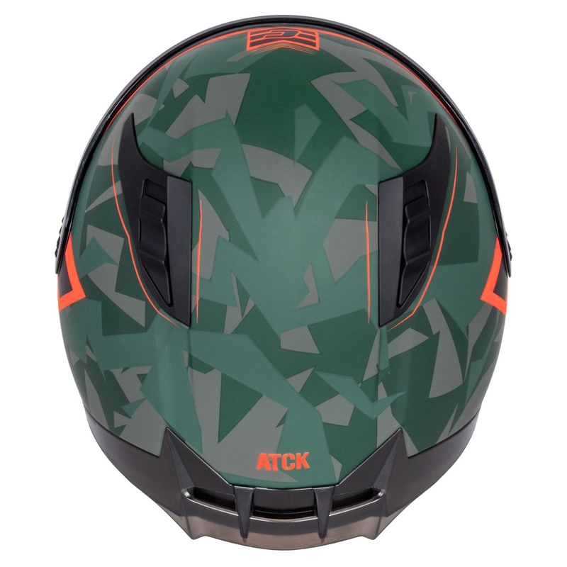 Integrierter Motorradhelm Cassida Aero ATCK camo grün-schwarz-grau-orange