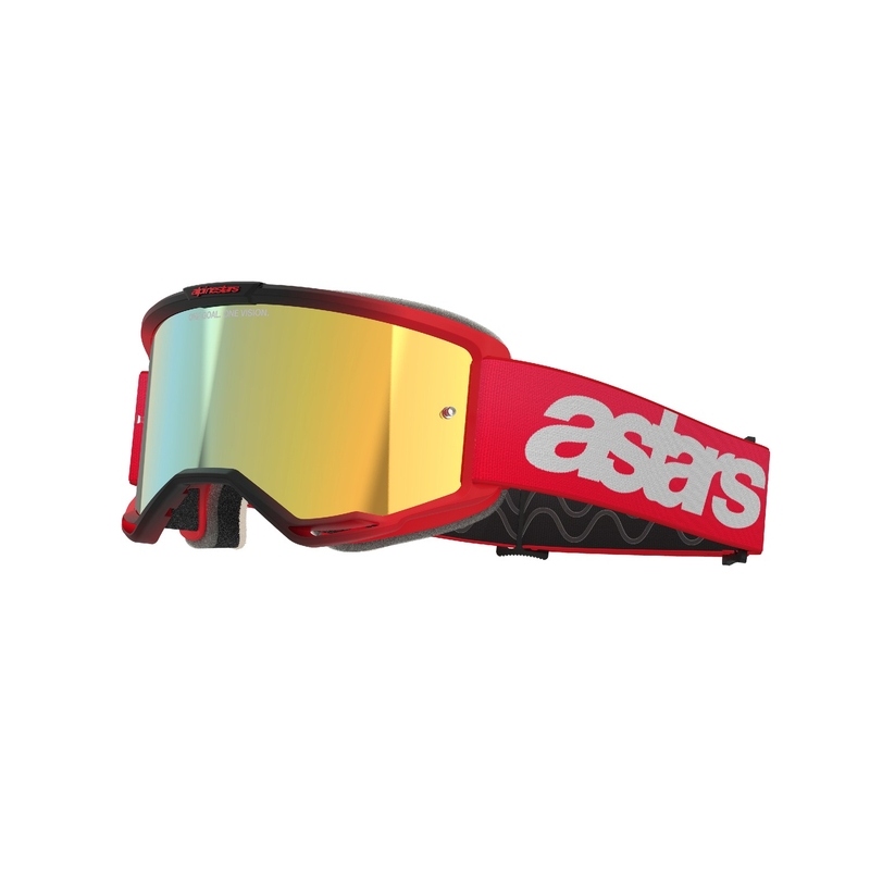 Alpinestars Vision 5 Blaze Red Motocross-Brille mit spiegelgoldenem Plexiglas