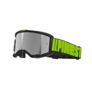 Motocross-Brille Alpinestars Vision 5 Hollow grau-fluo gelb mit verspiegeltem silbernem Plexiglas