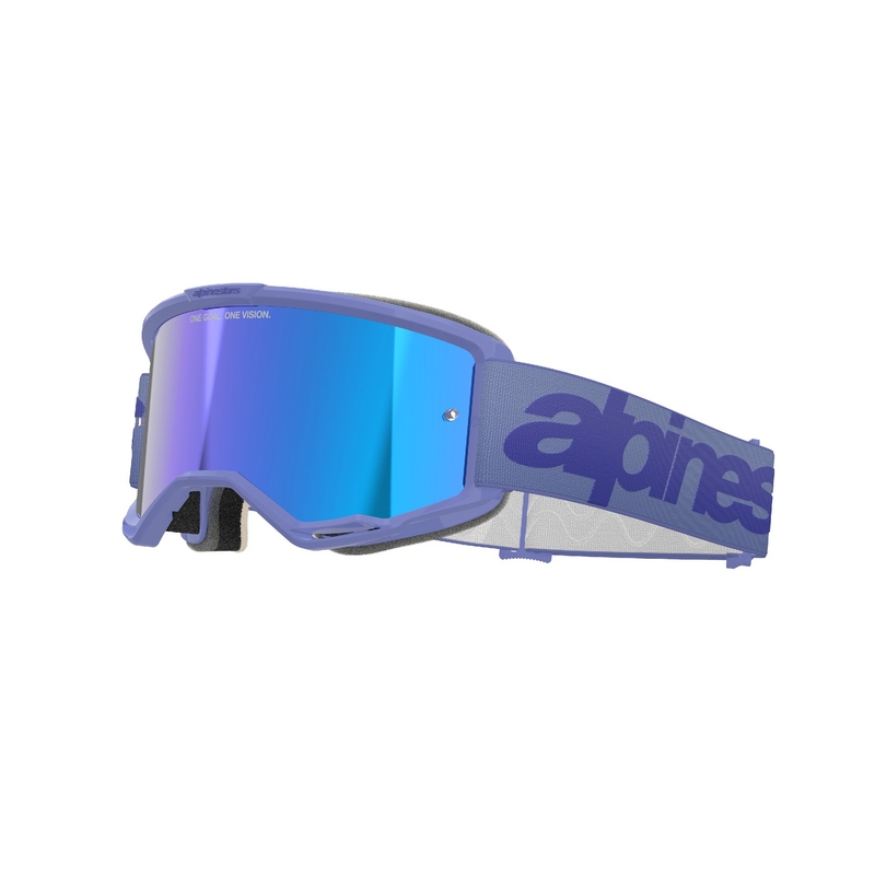 Alpinestars Vision 5 Wordmark Motocross-Brille lila mit verspiegeltem blauem Plexiglas