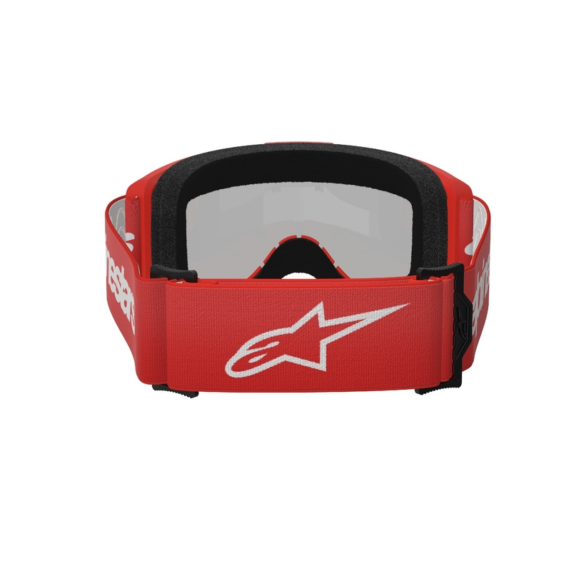 Alpinestars Vision 3 Wordmark rote Motocross-Brille mit silbernem Plexiglas