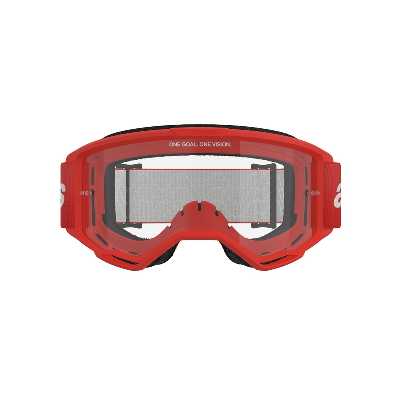 Alpinestars Vision 3 Wordmark rote Motocross-Brille mit klarem Plexiglas