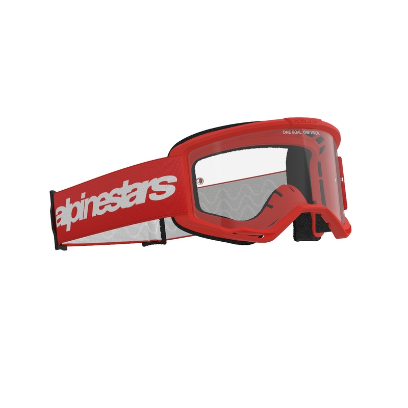 Alpinestars Vision 3 Wordmark rote Motocross-Brille mit klarem Plexiglas