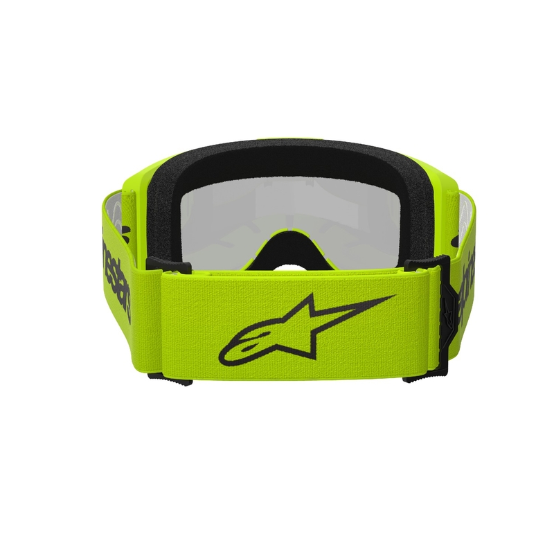 Motocross-Brille Alpinestars Vision 3 Wordmark fluo gelb mit reflektierendem silbernem Plexiglas