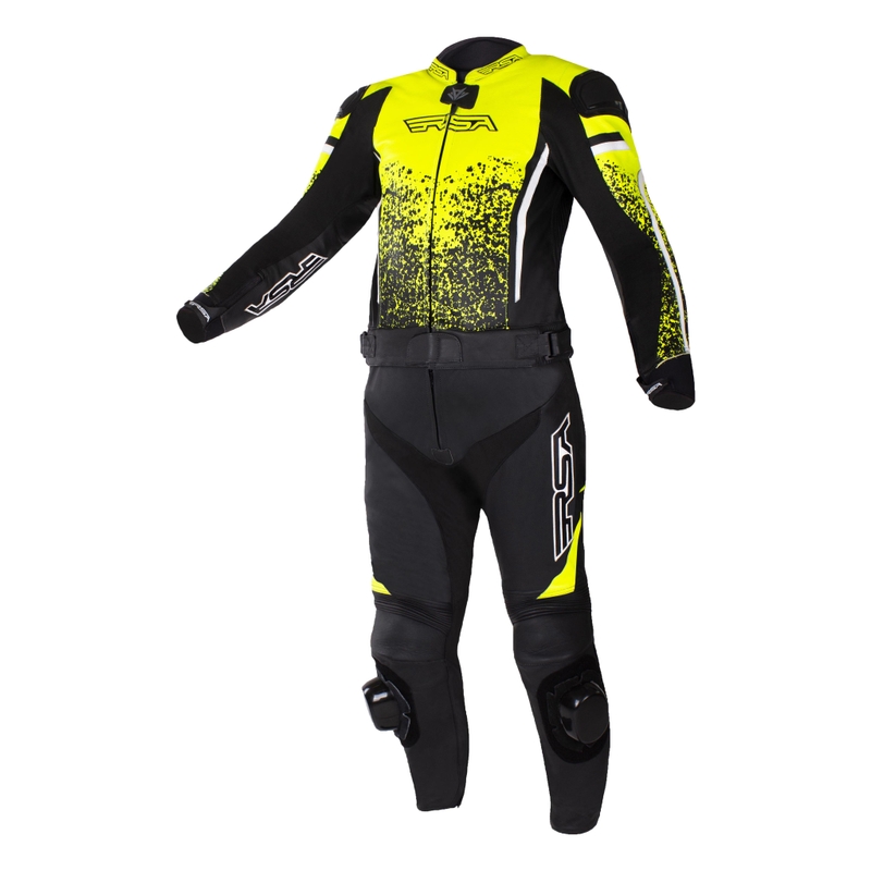 Motorradkombi RSA GT2 Schwarz-Weiß-Fluogelb Sale - II. Qualität Ausverkauf