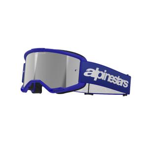 Alpinestars Vision 3 Wordmark Blue Motocross-Brille mit verspiegelten silbernen Gläsern