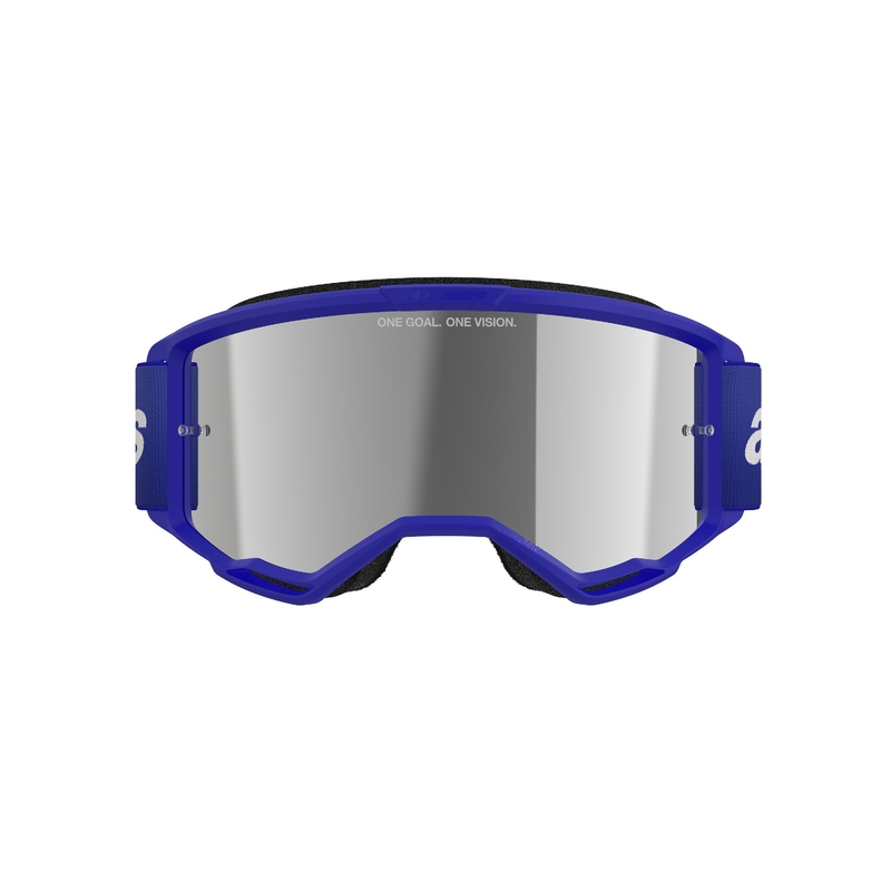Alpinestars Vision 3 Wordmark Blue Motocross-Brille mit verspiegelten silbernen Gläsern