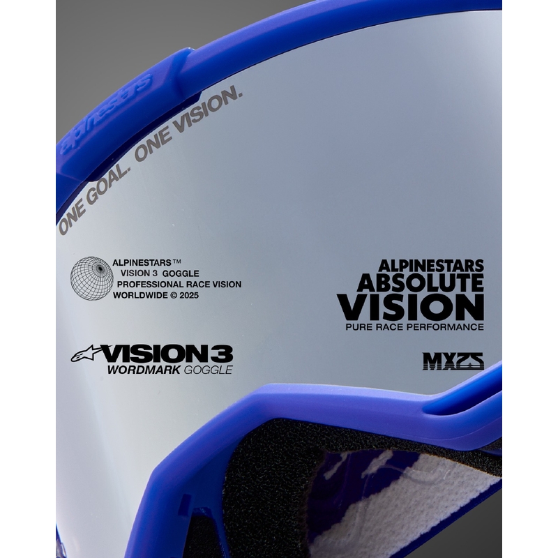 Alpinestars Vision 3 Wordmark Blue Motocross-Brille mit verspiegelten silbernen Gläsern