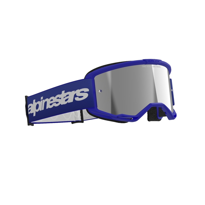 Alpinestars Vision 3 Wordmark Blue Motocross-Brille mit verspiegelten silbernen Gläsern