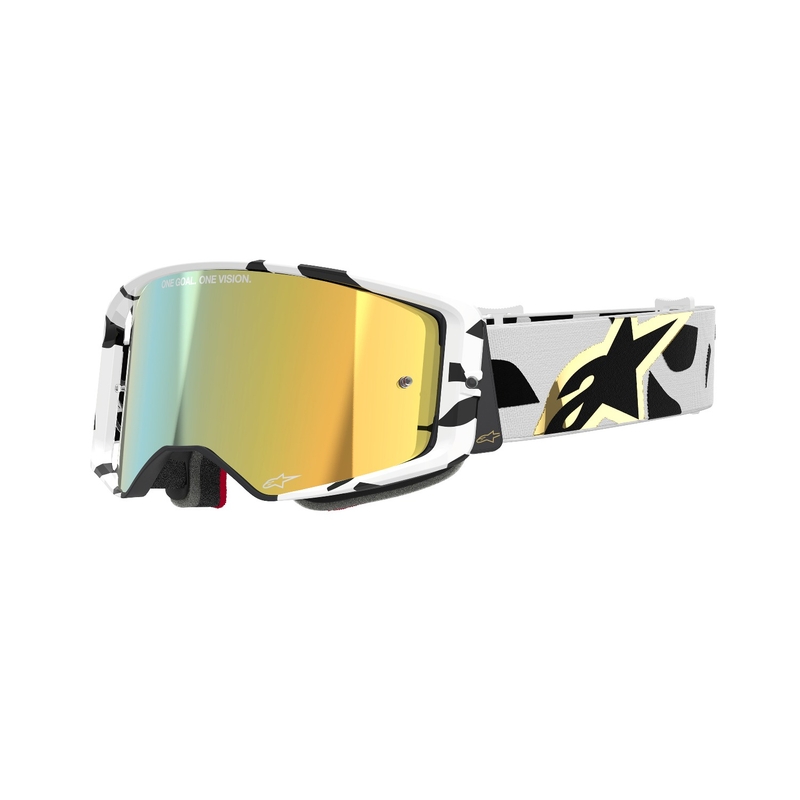 Alpinestars Supertech Corp Motocross-Brille weiß-gold mit verspiegelten goldenen Gläsern