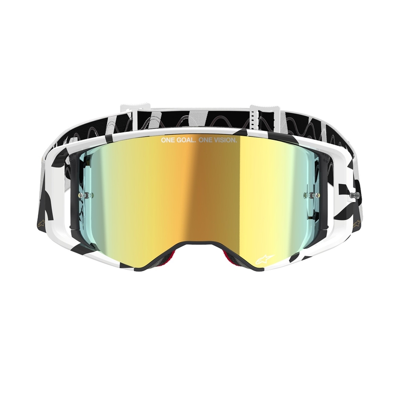 Alpinestars Supertech Corp Motocross-Brille weiß-gold mit verspiegelten goldenen Gläsern