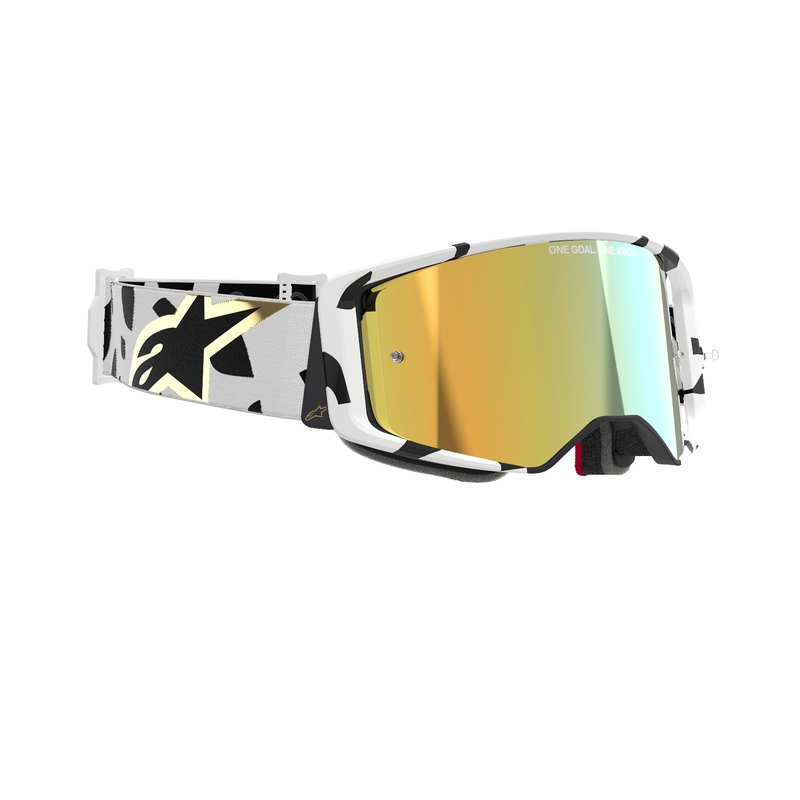 Alpinestars Supertech Corp Motocross-Brille weiß-gold mit verspiegelten goldenen Gläsern