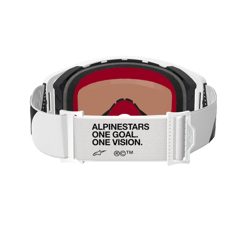Alpinestars Supertech Corp Weiße Motocross-Brille mit verspiegelten silbernen Gläsern