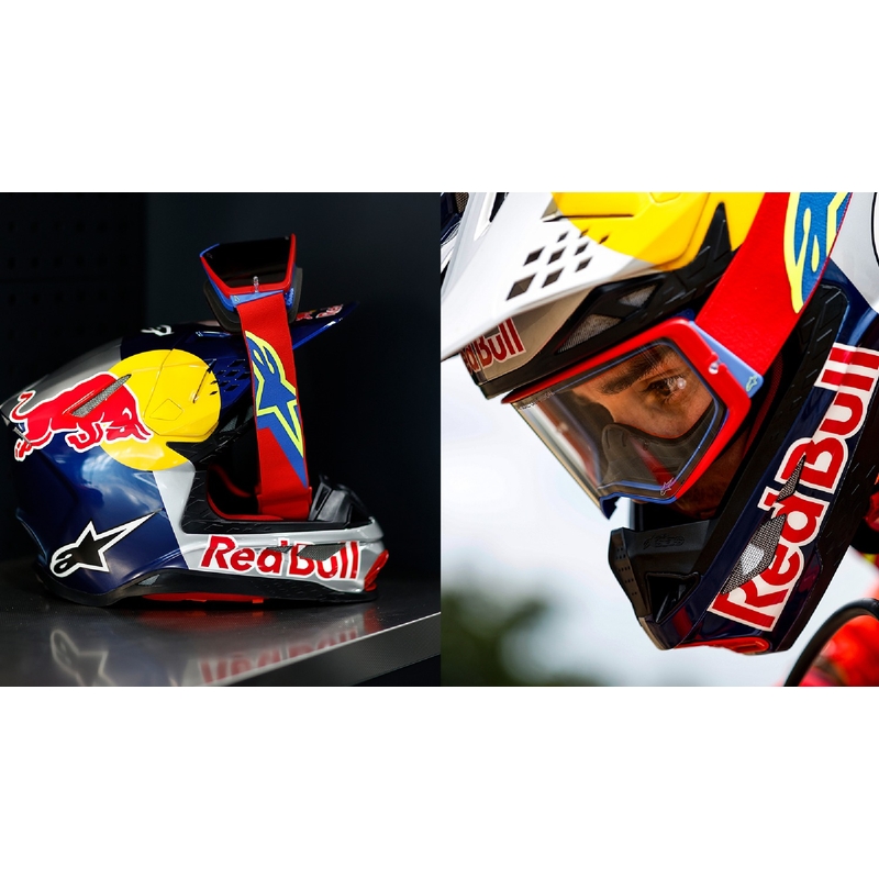 Alpinestars Supertech Corp rot-blaue Motocross-Brille mit verspiegelten silbernen Gläsern