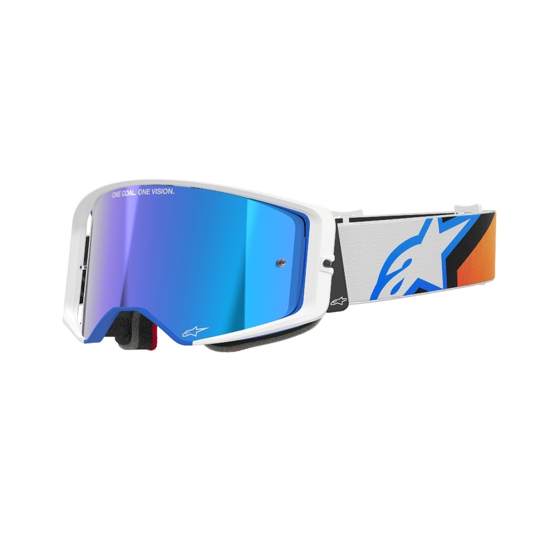 Alpinestars Supertech Corp Motocross-Brille blau-orange mit verspiegelten blauen Gläsern