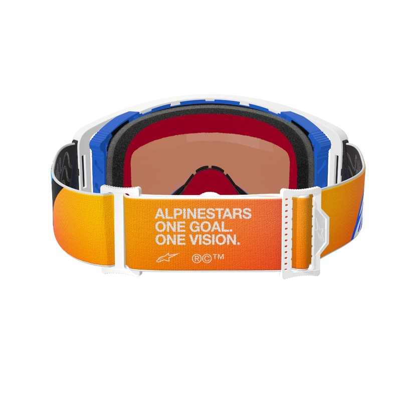 Alpinestars Supertech Corp Motocross-Brille blau-orange mit verspiegelten blauen Gläsern