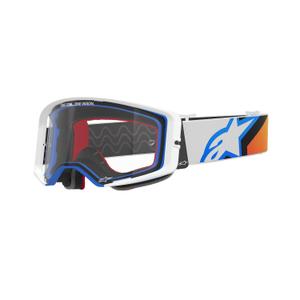 Alpinestars Supertech Corp blau-orange Motocross-Brille mit klaren Gläsern