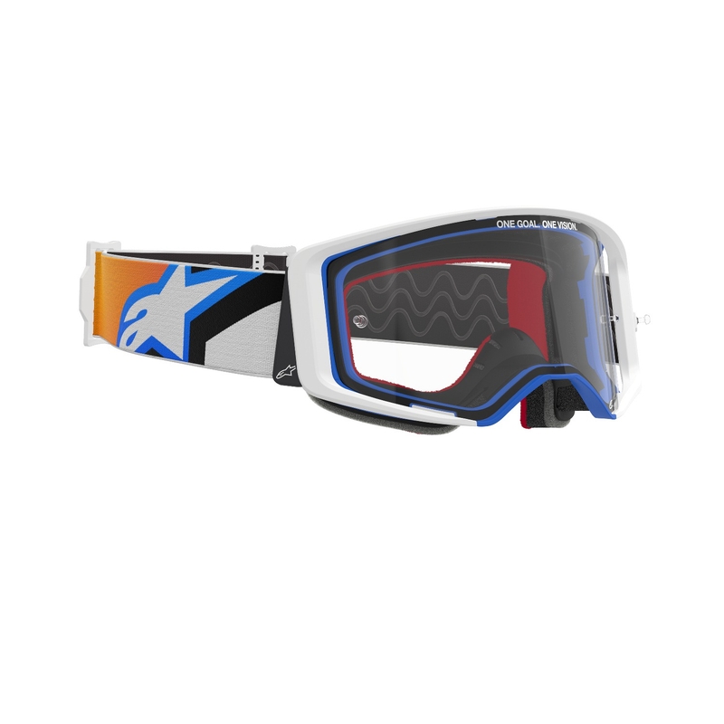 Alpinestars Supertech Corp blau-orange Motocross-Brille mit klaren Gläsern