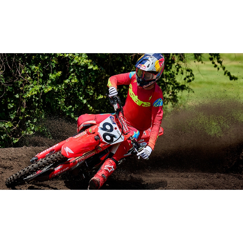 Motocross-Brille Alpinestars Supertech Stream grau-multicolor mit verspiegelten silbernen Gläsern