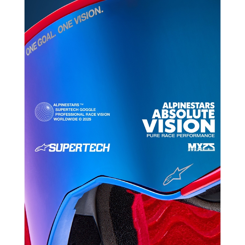 Motocross-Brille Alpinestars Supertech Stream grau-multicolor mit verspiegelten silbernen Gläsern