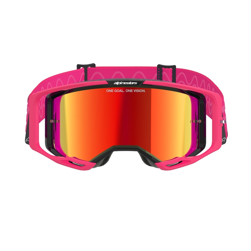 Alpinestars Vision 8 Corp Motocross-Brille rosa mit verspiegelten roten Gläsern