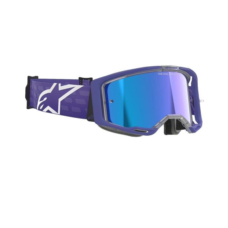 Alpinestars Vision 8 Corp Motocross-Brille lila mit verspiegelten blauen Gläsern