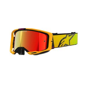 Alpinestars Vision 8 Corp Motocross-Brille gelb-rosa mit verspiegelten roten Gläsern