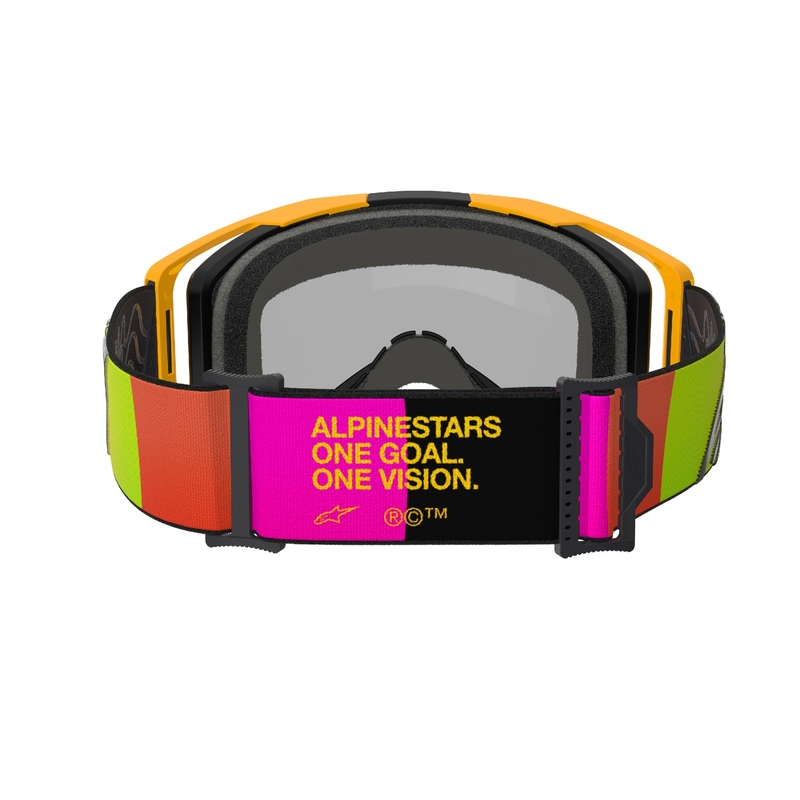 Alpinestars Vision 8 Corp Motocross-Brille gelb-rosa mit verspiegelten roten Gläsern