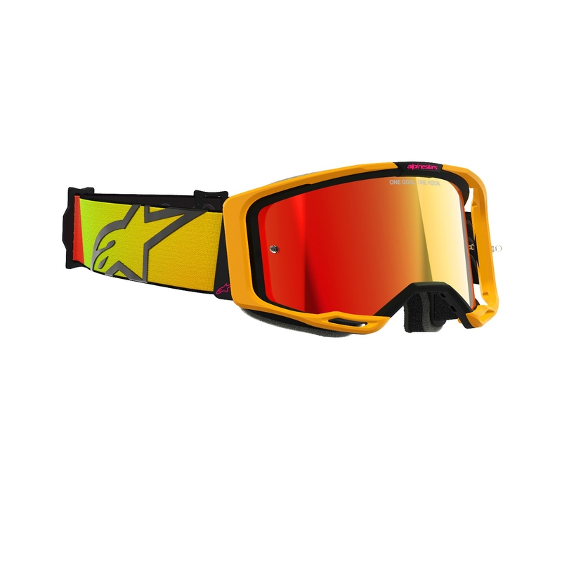 Alpinestars Vision 8 Corp Motocross-Brille gelb-rosa mit verspiegelten roten Gläsern