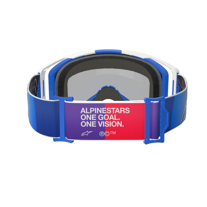 Alpinestars Vision 8 Corp Motocross-Brille blau-weiß mit verspiegelten blauen Gläsern