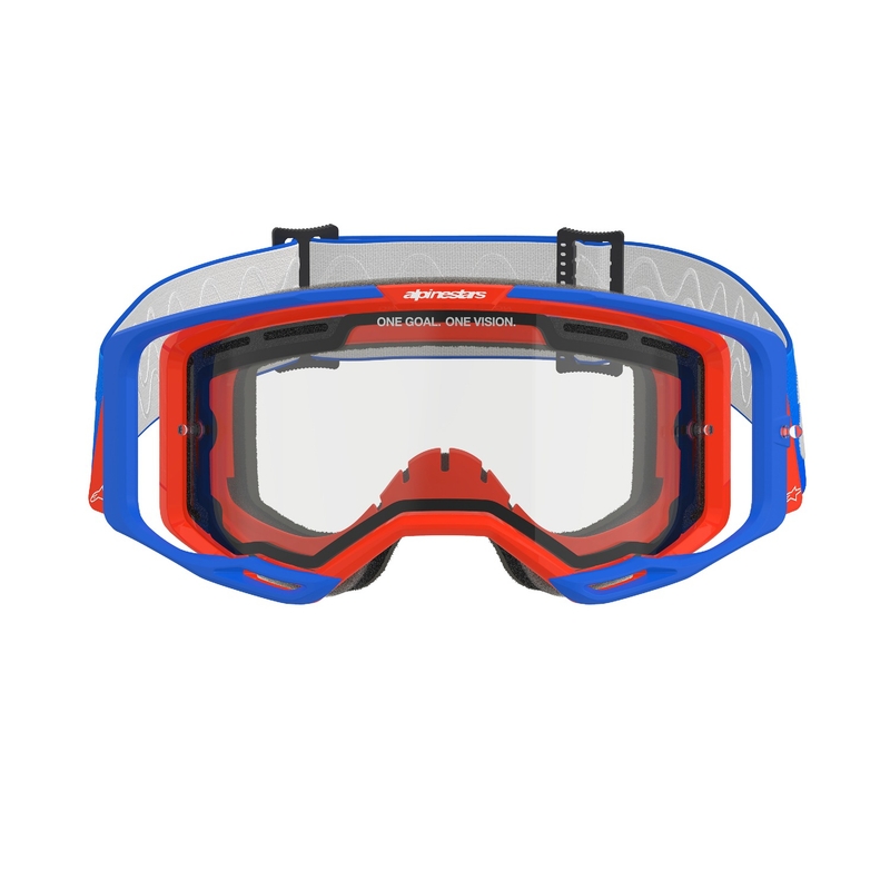 Alpinestars Vision 8 Wordmark Blau-Orange Motocross-Brille mit doppelter, beschlagfreier, klarer Linse