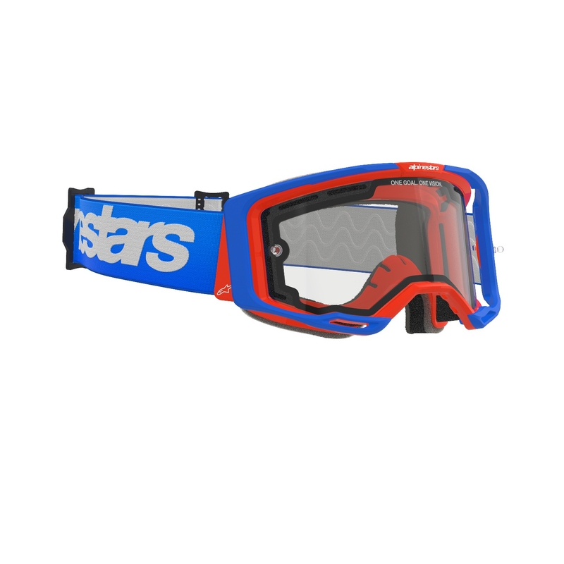 Alpinestars Vision 8 Wordmark Blau-Orange Motocross-Brille mit doppelter, beschlagfreier, klarer Linse