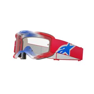 Alpinestars Vision 5 Corp Motocross-Brille rot-weiß-blau mit klaren Gläsern