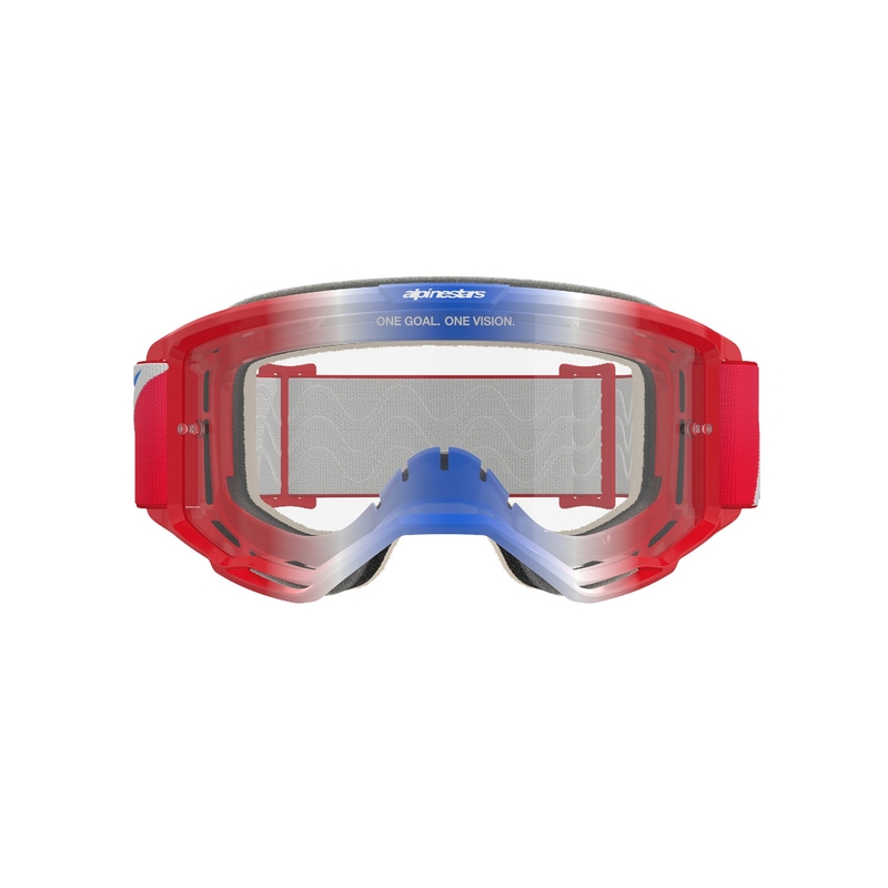 Alpinestars Vision 5 Corp Motocross-Brille rot-weiß-blau mit klaren Gläsern