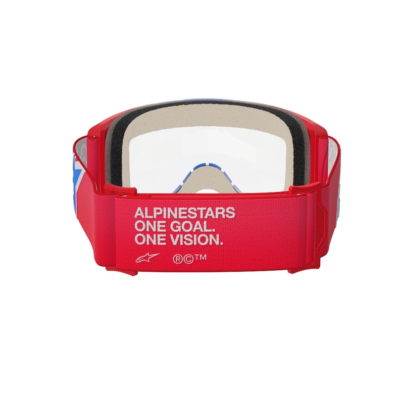 Alpinestars Vision 5 Corp Motocross-Brille rot-weiß-blau mit klaren Gläsern