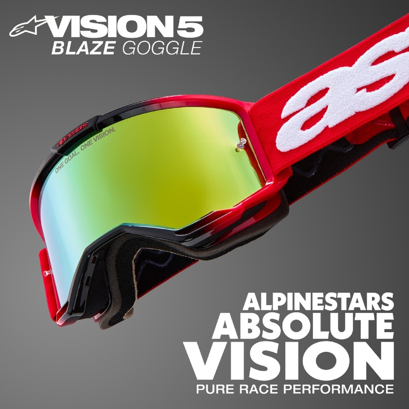 Alpinestars Vision 5 Blaze Blue Motocross-Brille mit blauen Spiegelgläsern
