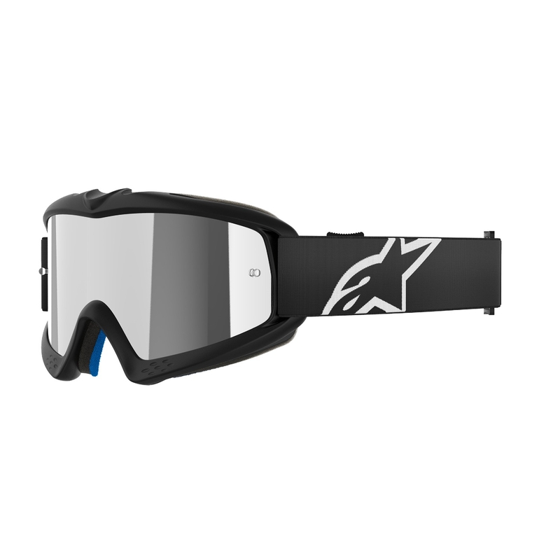 Alpinestars Vision Youth Corp Kinder-Motocross-Brille, Schwarz, mit verspiegelter silberner Linse