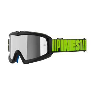 Alpinestars Vision Youth Hollow Kinder-Motocross-Brille Schwarz-Anthrazit-Fluo Gelb mit verspiegelten silbernen Gläsern