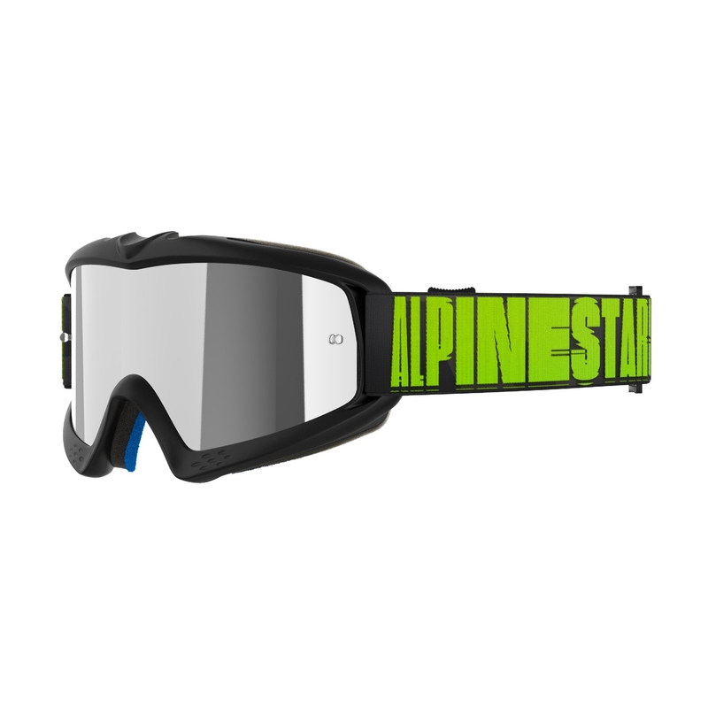Alpinestars Vision Youth Hollow Kinder-Motocross-Brille Schwarz-Anthrazit-Fluo Gelb mit verspiegelten silbernen Gläsern