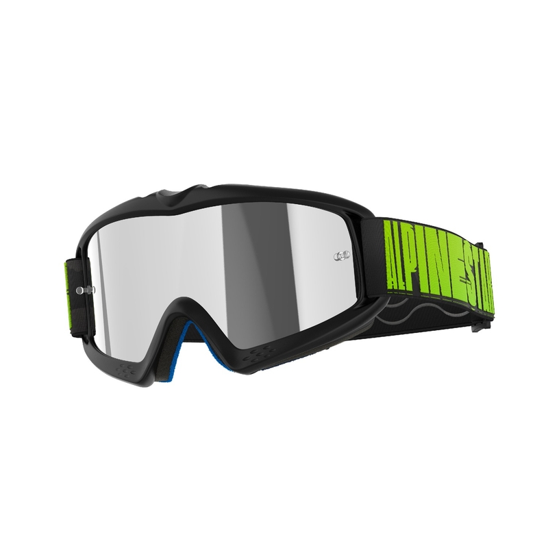 Alpinestars Vision Youth Hollow Kinder-Motocross-Brille Schwarz-Anthrazit-Fluo Gelb mit verspiegelten silbernen Gläsern