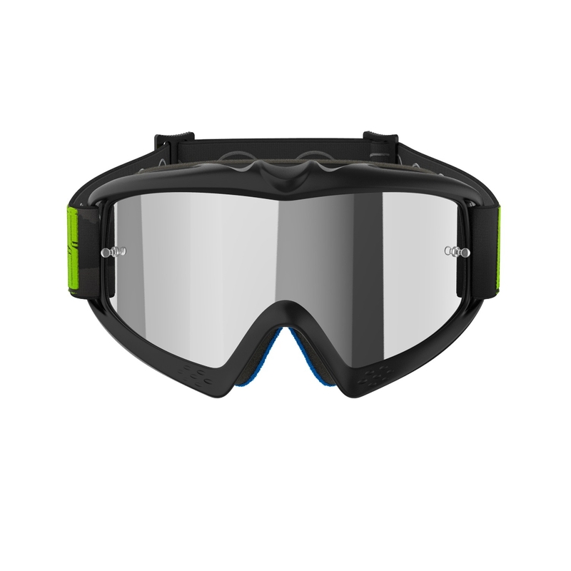 Alpinestars Vision Youth Hollow Kinder-Motocross-Brille Schwarz-Anthrazit-Fluo Gelb mit verspiegelten silbernen Gläsern