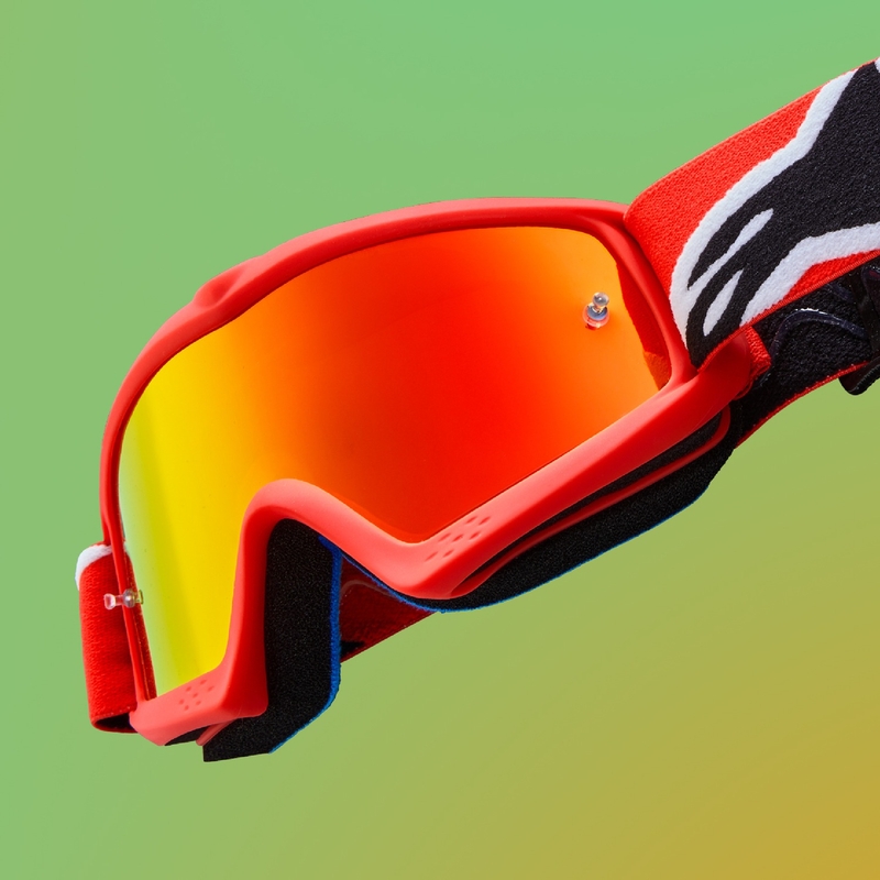 Alpinestars Vision Youth Hollow Kinder-Motocross-Brille Schwarz-Anthrazit-Fluo Gelb mit verspiegelten silbernen Gläsern