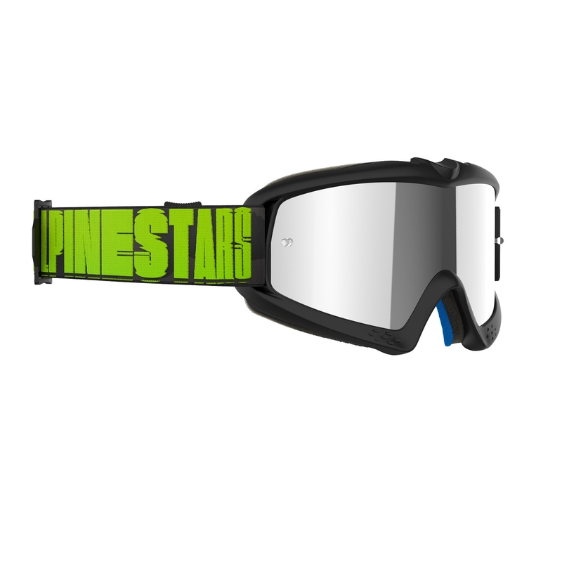 Alpinestars Vision Youth Hollow Kinder-Motocross-Brille Schwarz-Anthrazit-Fluo Gelb mit verspiegelten silbernen Gläsern