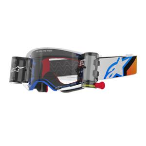 Alpinestars Supertech Corp ROLL-OFF Wide Vision Blau-Orange Motocross-Brille mit klarer Linse