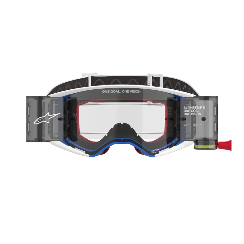 Alpinestars Supertech Corp ROLL-OFF Wide Vision Blau-Orange Motocross-Brille mit klarer Linse