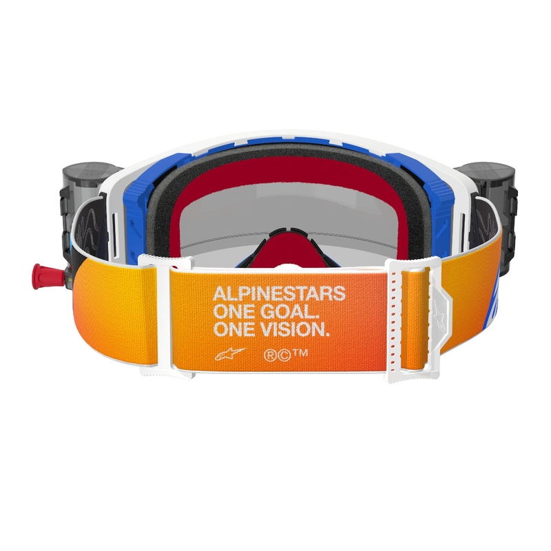 Alpinestars Supertech Corp ROLL-OFF Wide Vision Blau-Orange Motocross-Brille mit klarer Linse