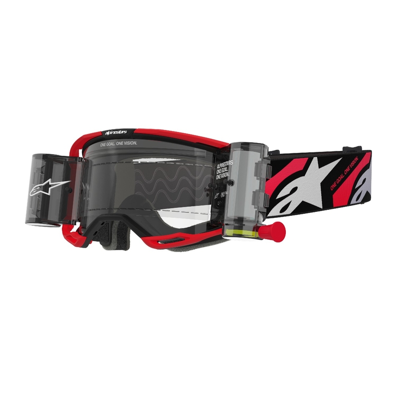 Alpinestars Vision 8 Luar ROLL-OFF Wide Vision Motocross-Brille Rot-Schwarz mit klarer Linse
