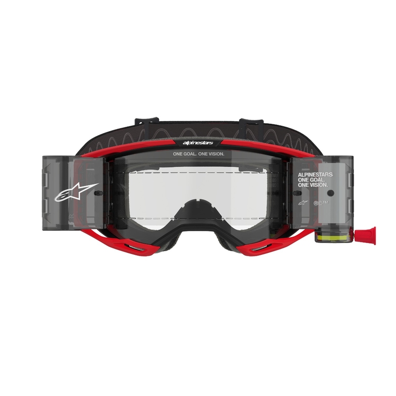 Alpinestars Vision 8 Luar ROLL-OFF Wide Vision Motocross-Brille Rot-Schwarz mit klarer Linse