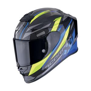 Integrierter Motorradhelm Scorpion EXO-R1 EVO CARBON AIR RUNNER schwarz-blau-fluo gelb