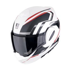 Klappbarer Motorradhelm Scorpion EXO-TECH EVO FURIO mattweiß-schwarz-rot